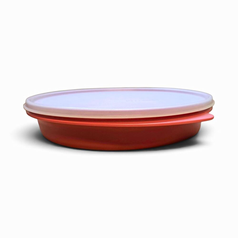 Tupperware Micro Cook Round 1.5L Food Storage Container Snap Lid Pink/White